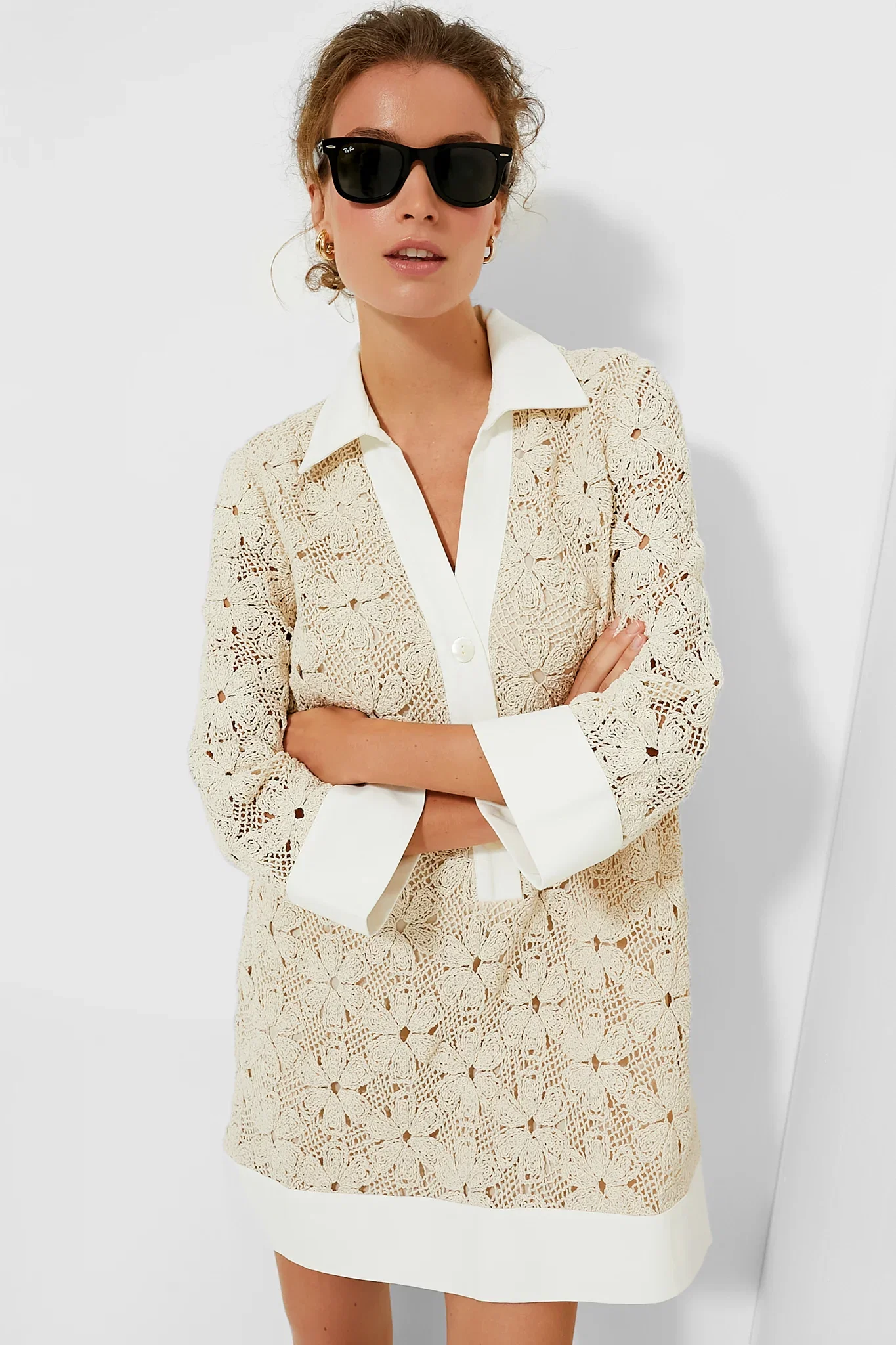 Image of Tan Crochet Collier Dress