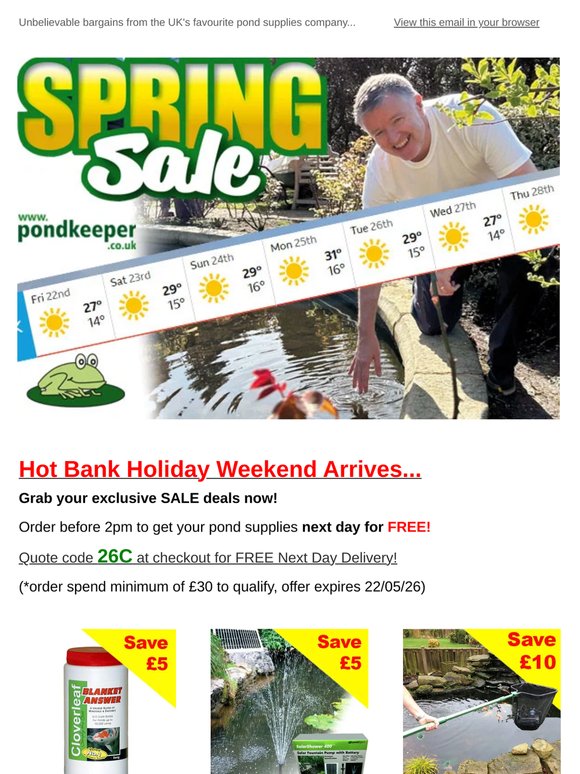 Bank Holiday Pond SALE: Last Chance - Buy Today!☀️