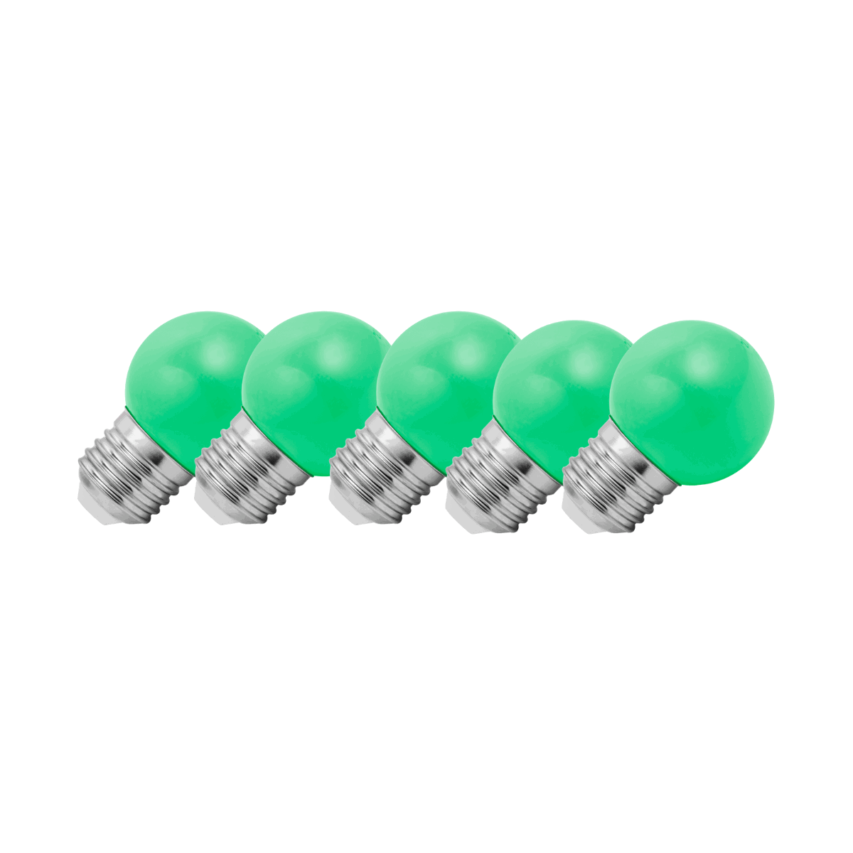 Lighto | LED lamp | Grote fitting E27 | Groen | Kogellamp | 45mm | 1.5W | Dimbaar | 5-pack | Geschikt voor prikkabel