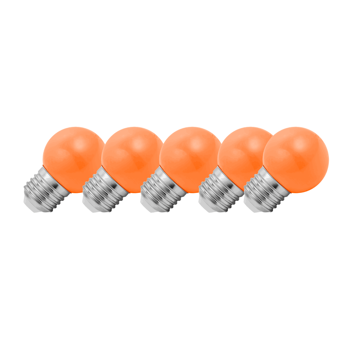 Lighto | LED lamp | Grote fitting E27 | Oranje | Kogellamp | 45mm | 1.5W | Dimbaar | 5-pack | Geschikt voor prikkabel