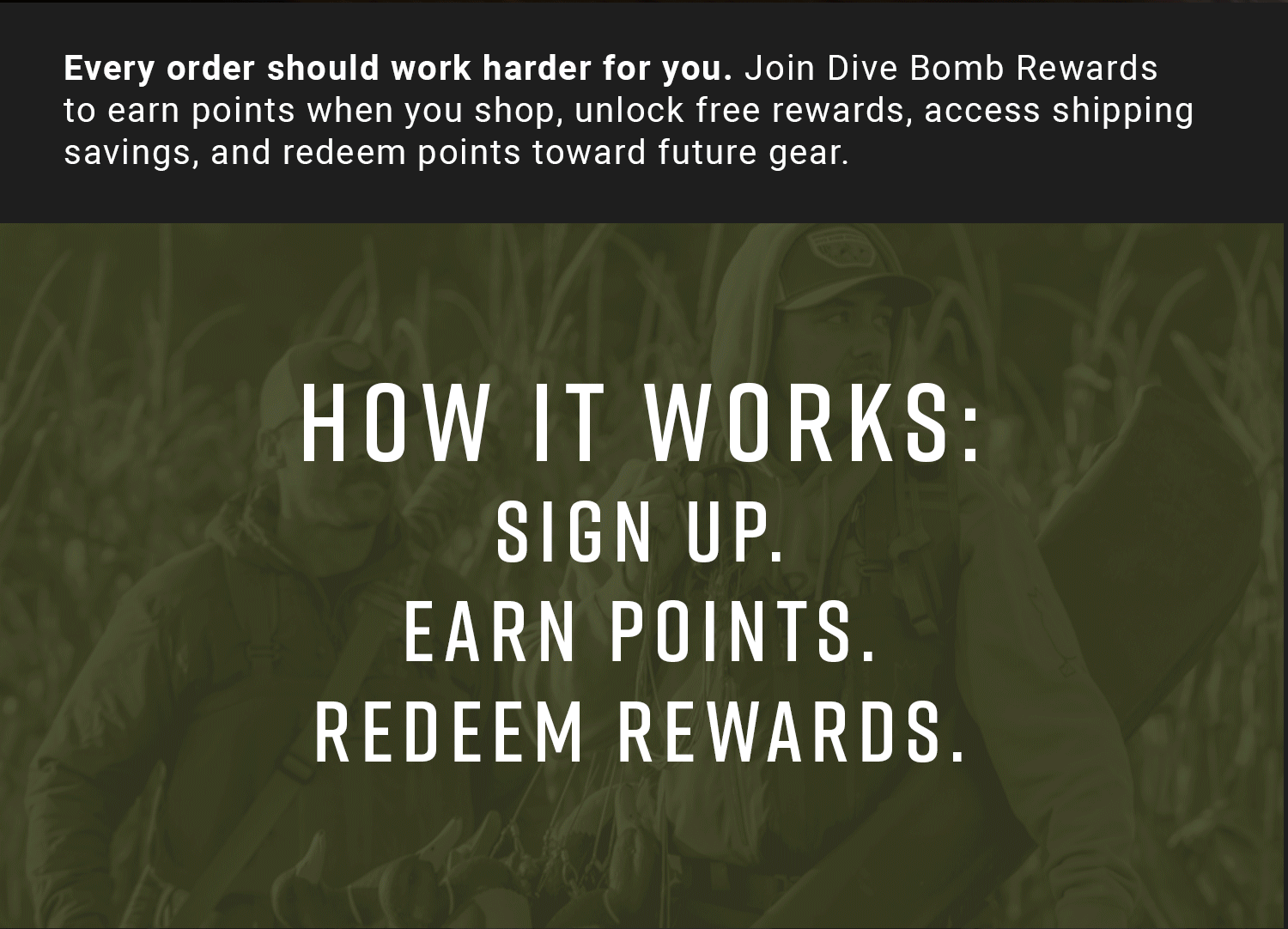 Dive Bomb Industries Rewards Program -  Sign Up. Earn Points. Redeem Rewards.