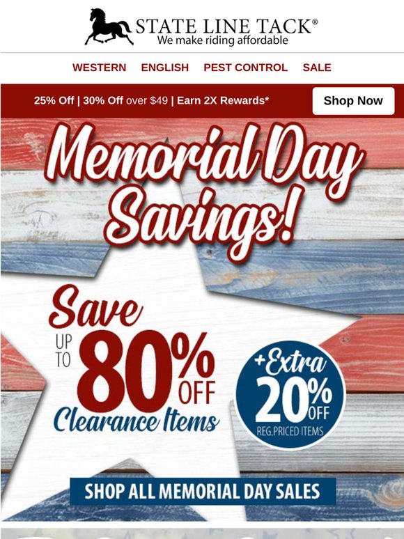 Early Memorial Day Savings Start Now | Save up to 80% Off!