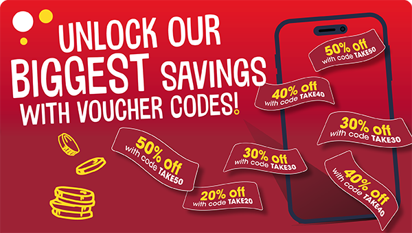 Unlock our biggest savings with voucher codes!