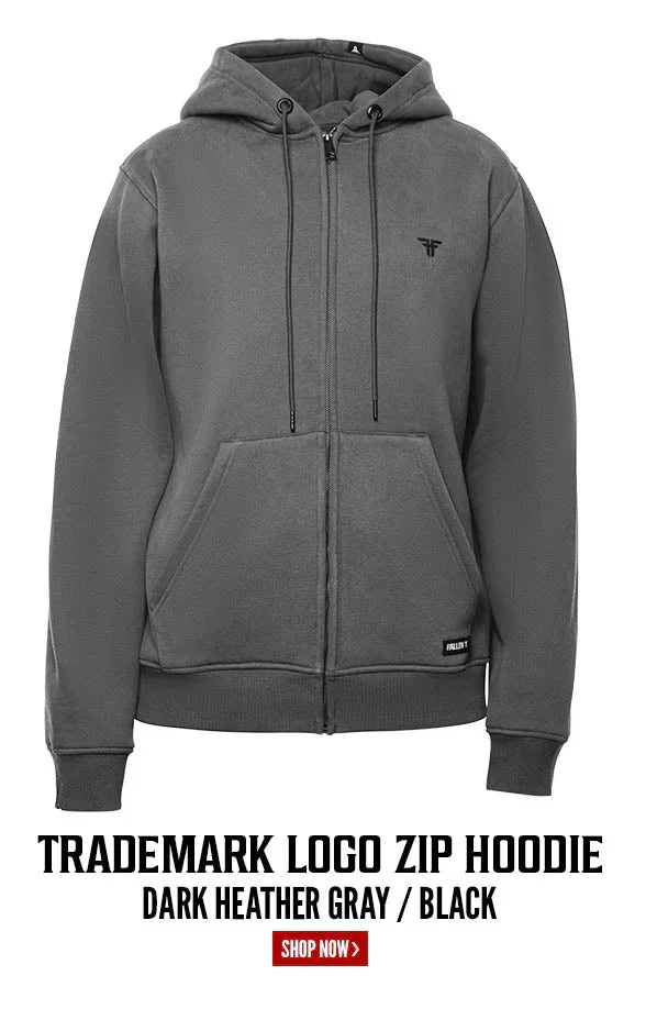 Trademark Logo Zip Hoodie | Dark Heather Gray/Black