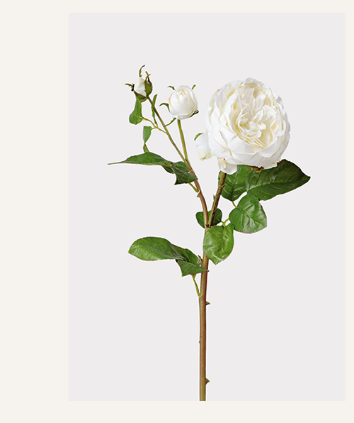 Real Touch Fake Flower English Rose with Bud
