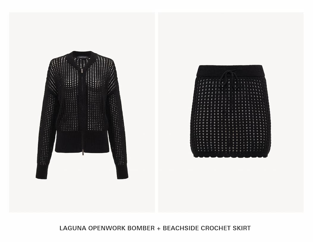 flat images of laguna openwork bomber and matching beachside crochet skirt