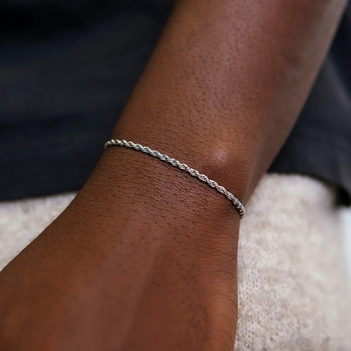 Image of Rope Bracelet in White Gold- 2mm