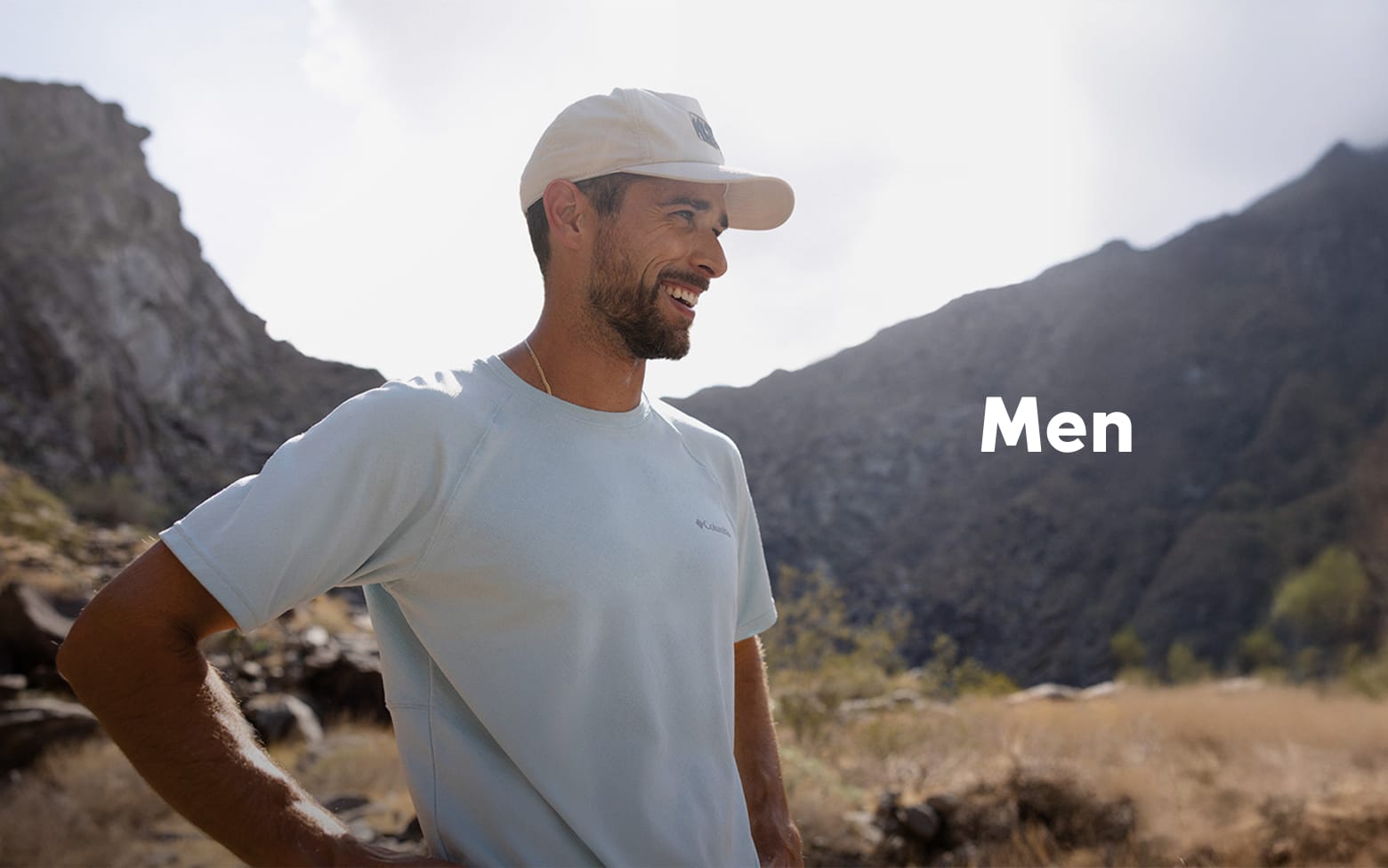 Man in a rocky wilderness. Men.