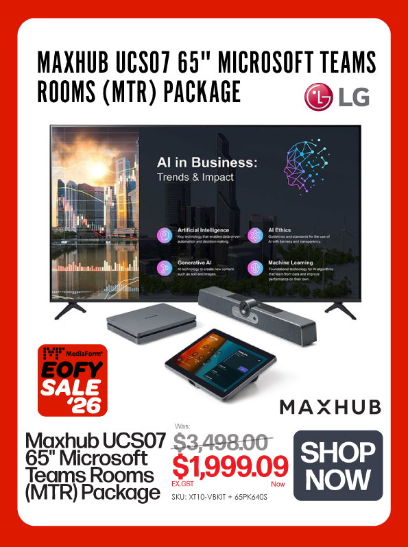 Shop Now Maxhub UCS07 65" Microsoft Teams Rooms (MTR) Package - Normally $3,498, Now $1,999.09 Ex GST