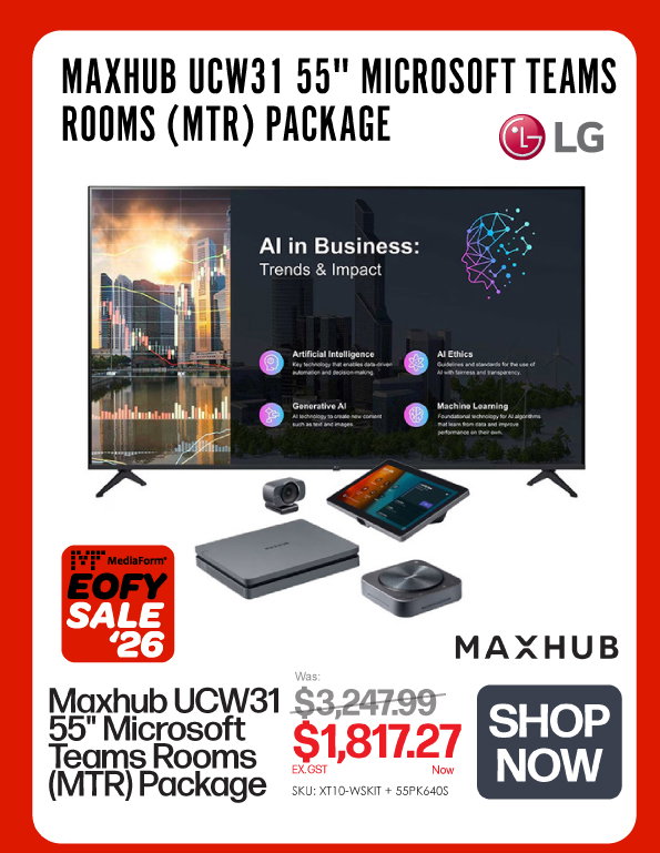 Shop Now Maxhub UCW31 55" Microsoft Teams Rooms (MTR) Package - Normally $3,247.99, Now $1817.27 Ex GST