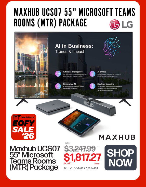 Shop Now Maxhub UCS07 55" Microsoft Teams Rooms (MTR) Package - Normally $3,247.99, Now $1817.27 Ex GST