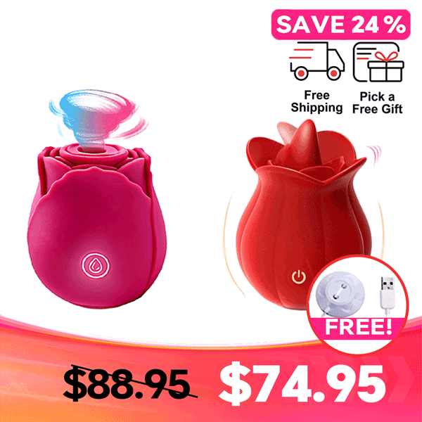 With Extra Charging Cable - Dual Sensation Set for Complete Rose Experience