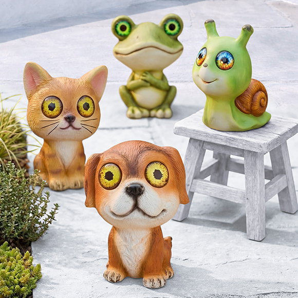 Hund Figur, Katze Figur, Frosch Figur, Schnecke Figur, alle mehrfarbig, Produktansicht