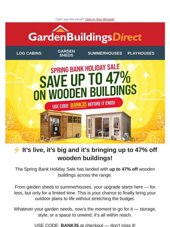 ☀️ Spring Bank Holiday Deals — Up to 47% Off!