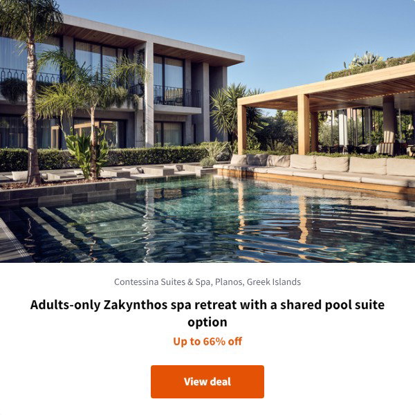Adults-only Zakynthos spa retreat with a shared pool suite option