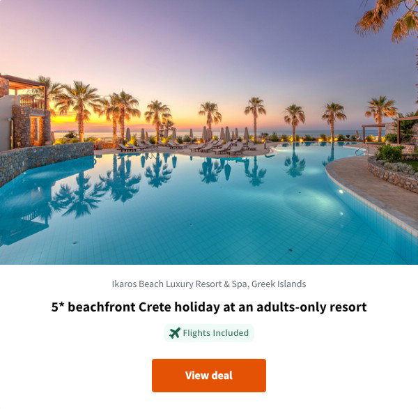 5* beachfront Crete holiday at an adults-only resort