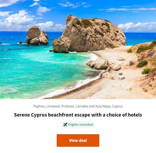 Serene Cyprus beachfront escape with a choice of hotels