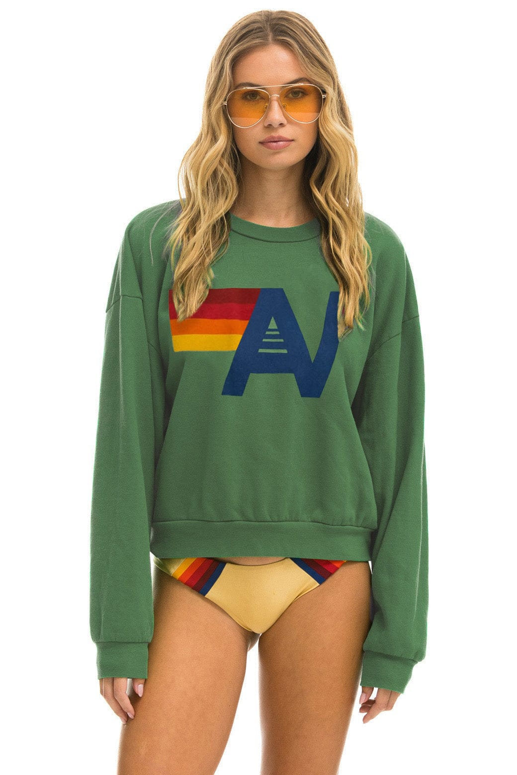 Image of LOGO RELAXED CREW SWEATSHIRT - PALM
