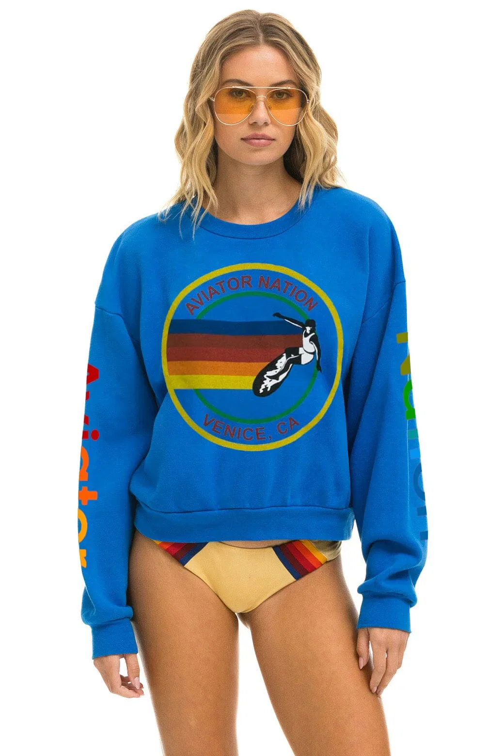 Image of AVIATOR NATION RELAXED CREW SWEATSHIRT - ADVENTURE BLUE