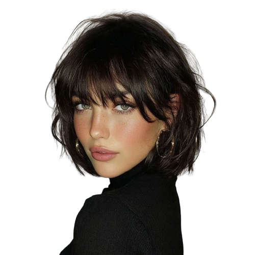 Wear And Go Wigs Pixie Cut Bob Wigs With Bangs Machine Made Wig Glueless Human Hair Wigs