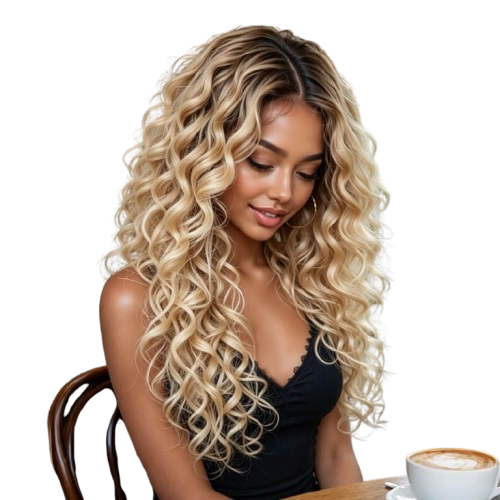 Ombre Honey Blonde Loose Deep Curly Lace Front Human Hair Wigs