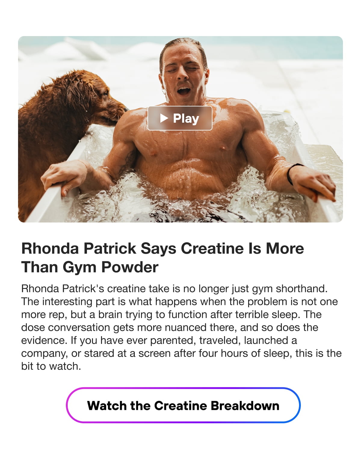 Watch the Creatine Breakdown