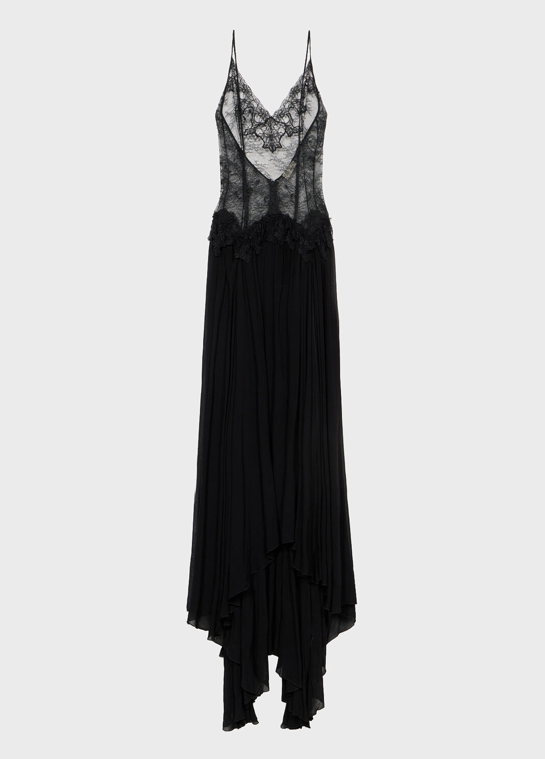 Long dress in Chantilly lace and georgette