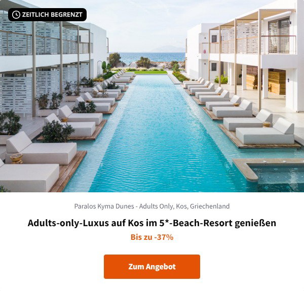Adults-only-Luxus auf Kos im 5*-Beach-Resort genießen