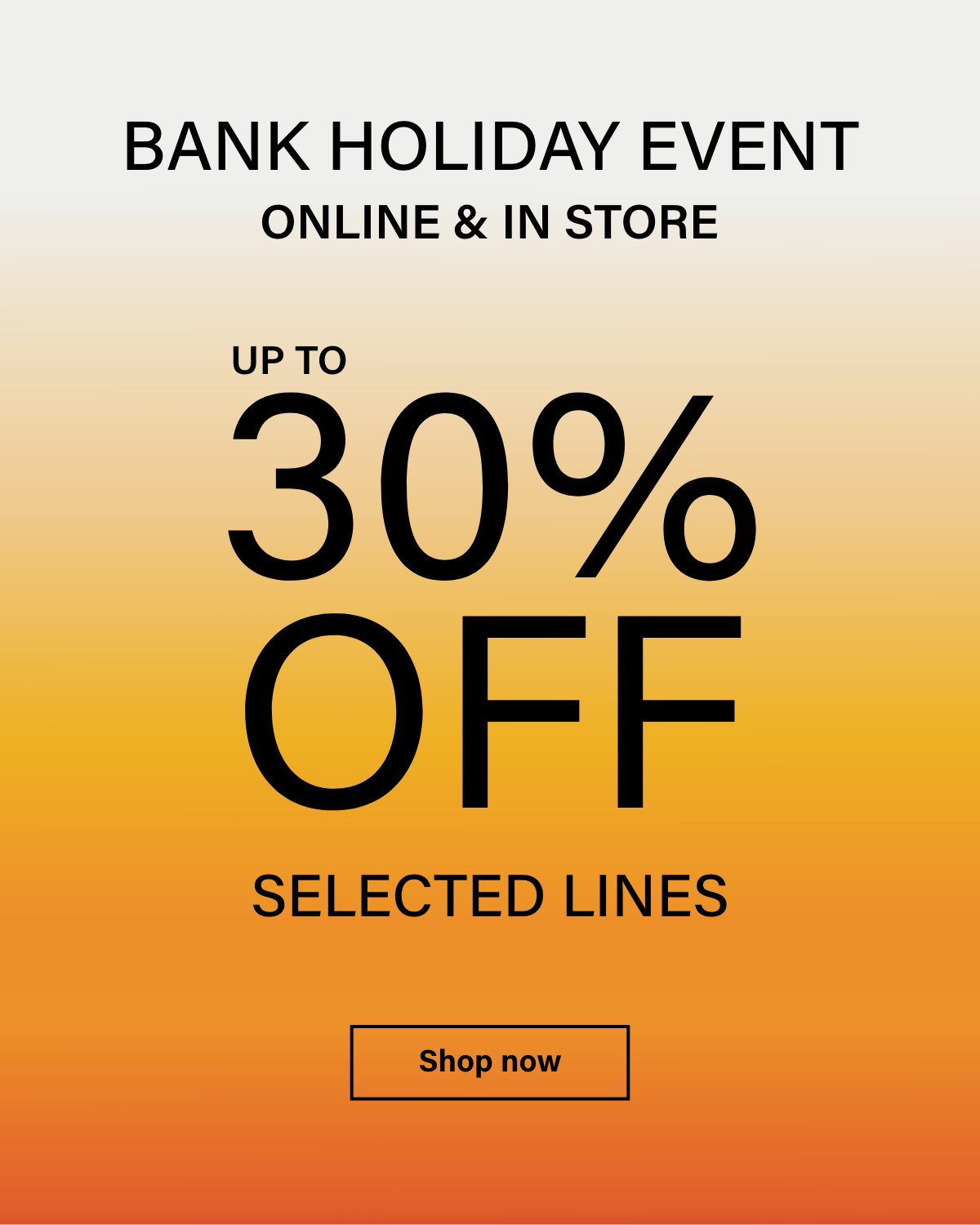 Bank holiday offer