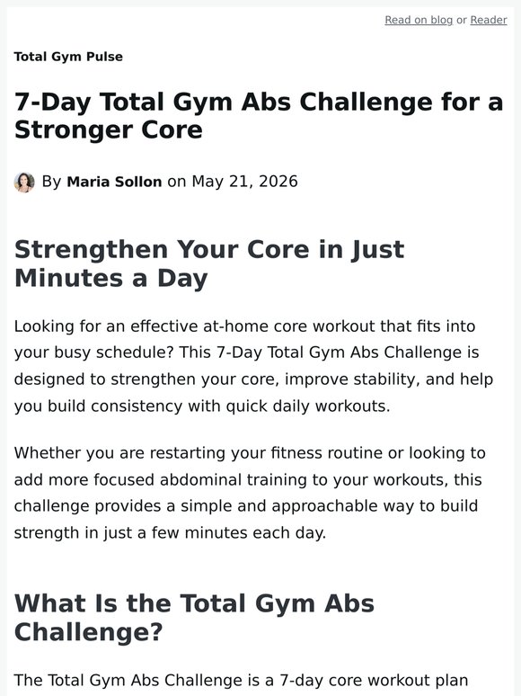 7-Day Total Gym Abs Challenge for a Stronger Core