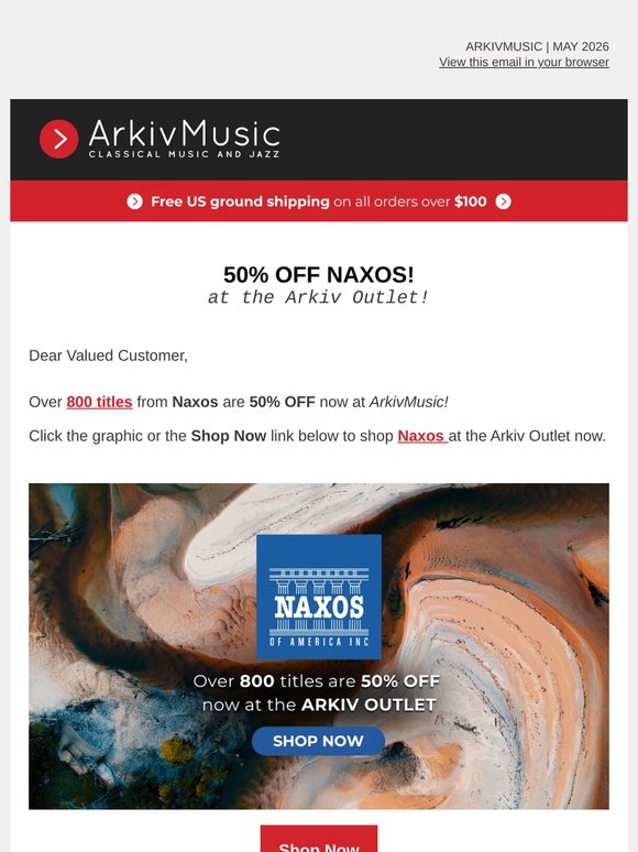 50% OFF Naxos at the Arkiv Outlet!