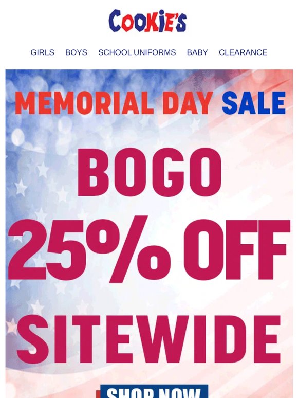 Memorial Day Weekend Sale Starts Now! BOGO 25% This Weekend Only!