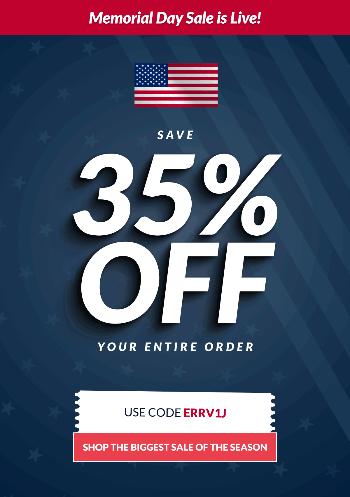 Memorial Day Sale Is Live! Save 35% Off Your Entire Order. Use Code ERRV1J [Click here to Shop the Biggest Sale of the Season]