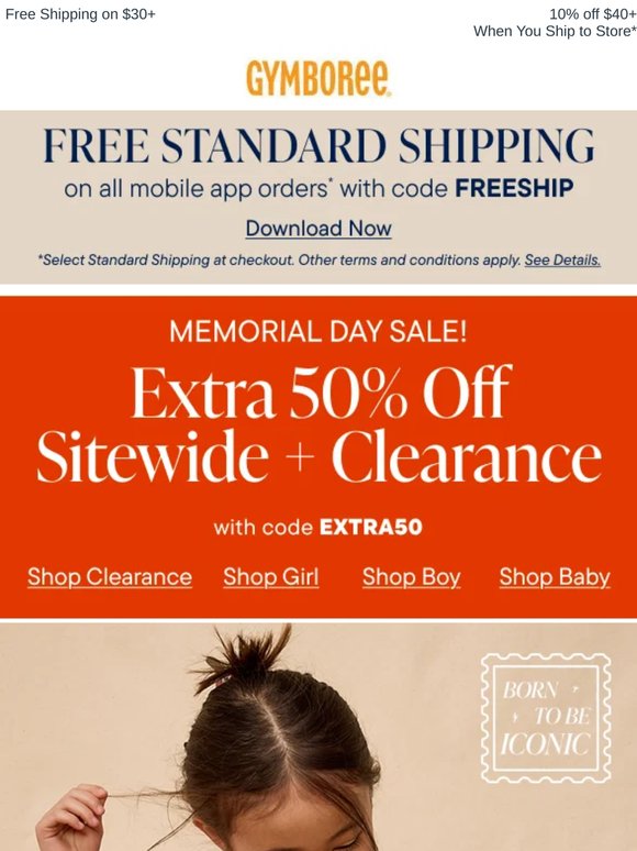Extra 50% Off Everything + Clearance for Memorial Day!