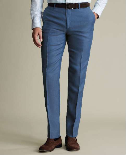 Pure Linen Pants - Denim Blue