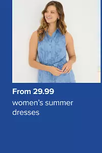 Woman in a blue dress. From 29.99 women's summer dresses.