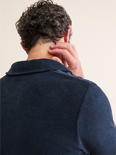 Men's Cotton Terry Polo Shirt in Navy Blue
