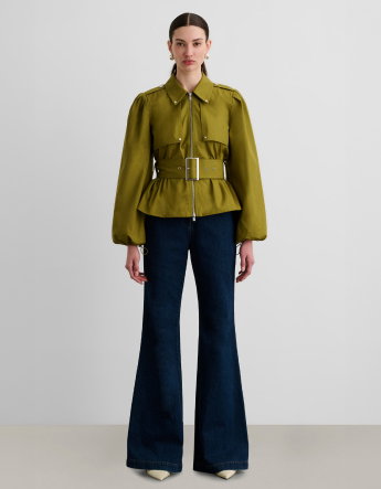 Brighton Belted Zip-Front Jacket Cardamom