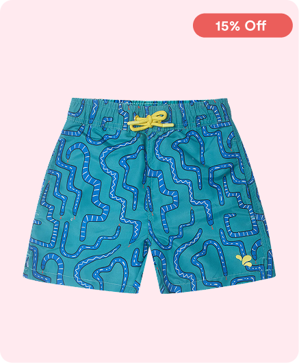 UV Protective Swim Shorts Green Snake