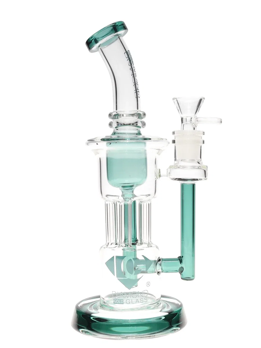 Image of 9" Pillar Stem &amp; Diffuser Percs Dab Rig by Diamond Glass