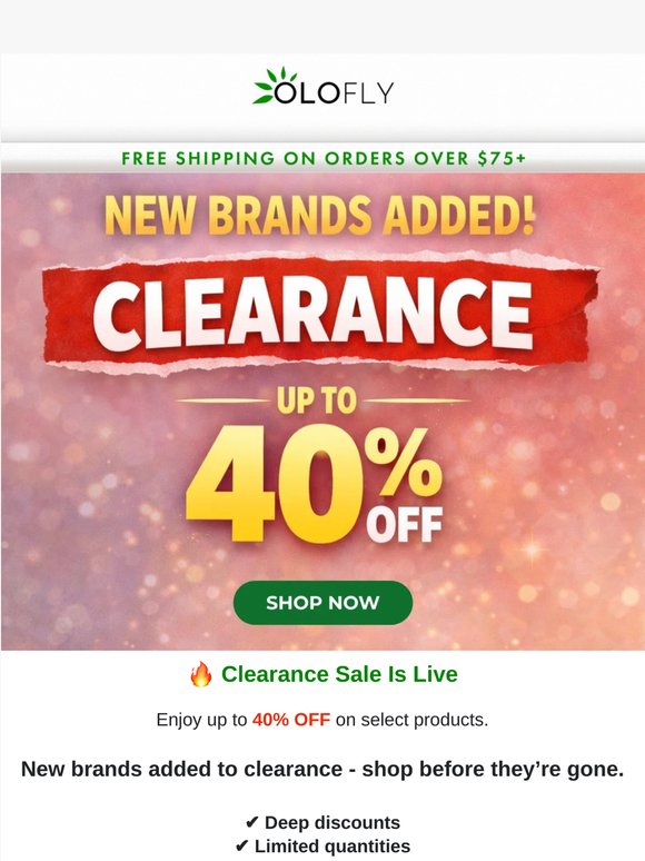 🔥Up to 40% OFF - New Brands in Clearance
