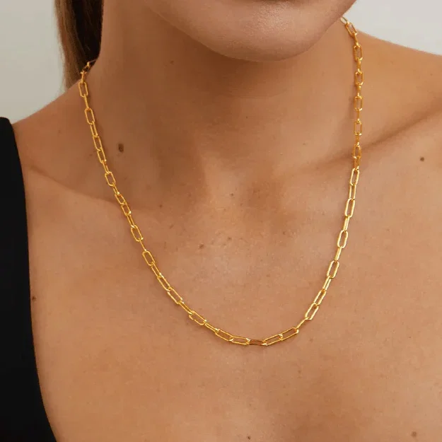 50cm Rolo Chain Necklace in 18kt Yellow Gold Plated Sterling Silver