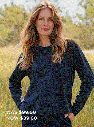 Shop Long Sleeve Round Neck T-Shirt in Navy