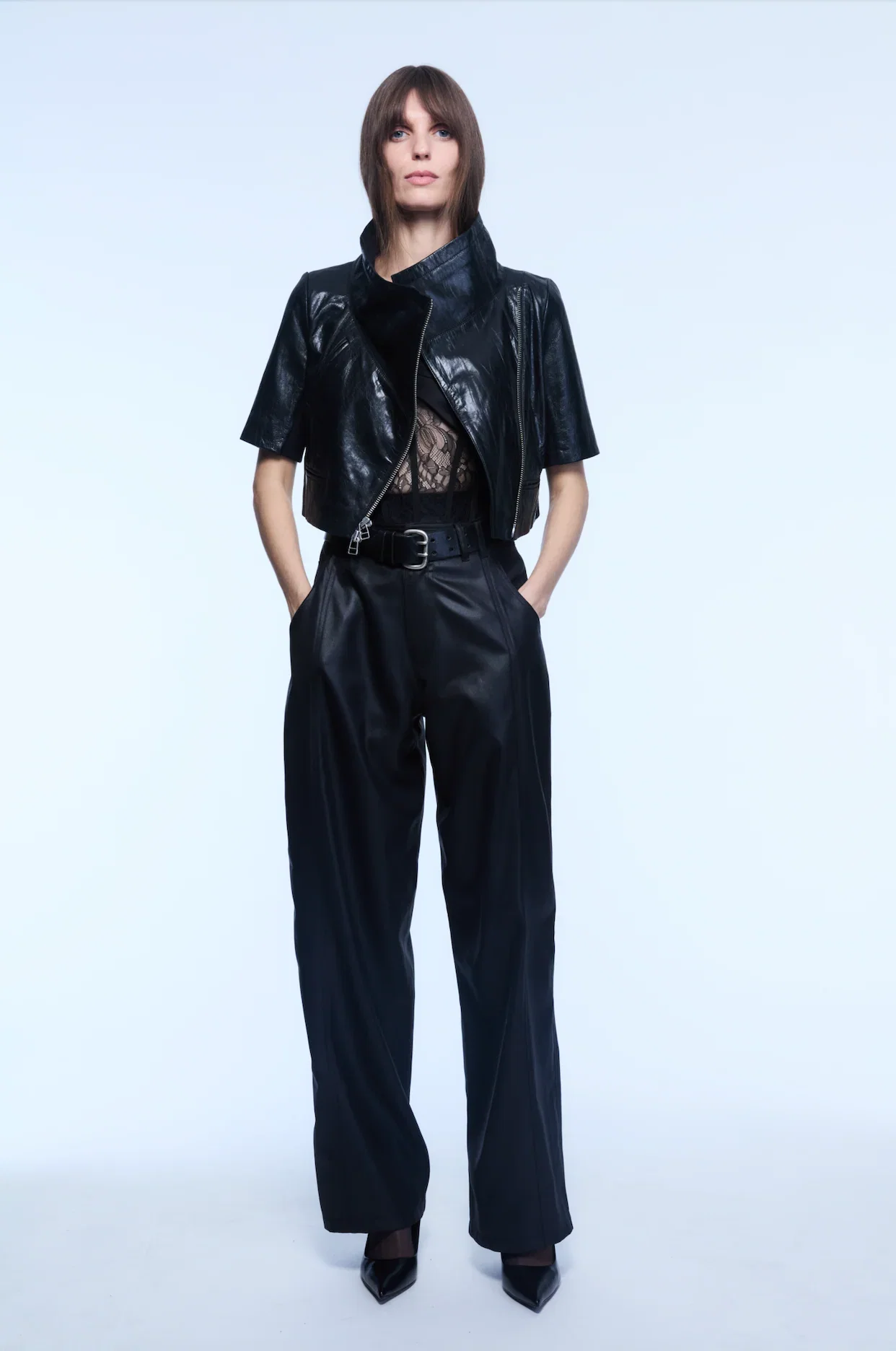 Image of CROPPED LEATHER JACKET