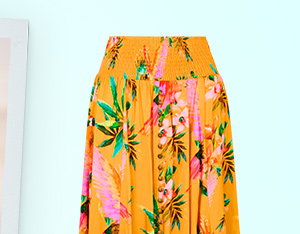 Perfect Paradise Button Front Midi Skirt