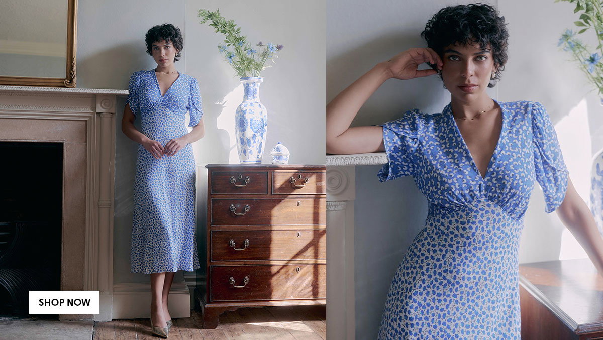 Faye Floral Crepe Midi Dress