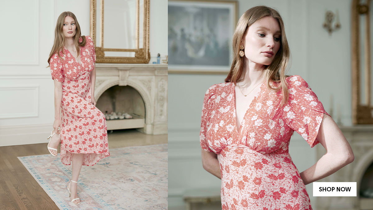 Faye Floral Crepe Midi Dress