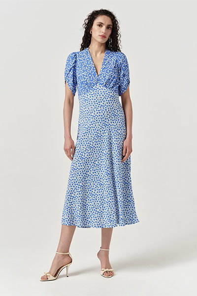 Faye Floral Crepe Midi Dress