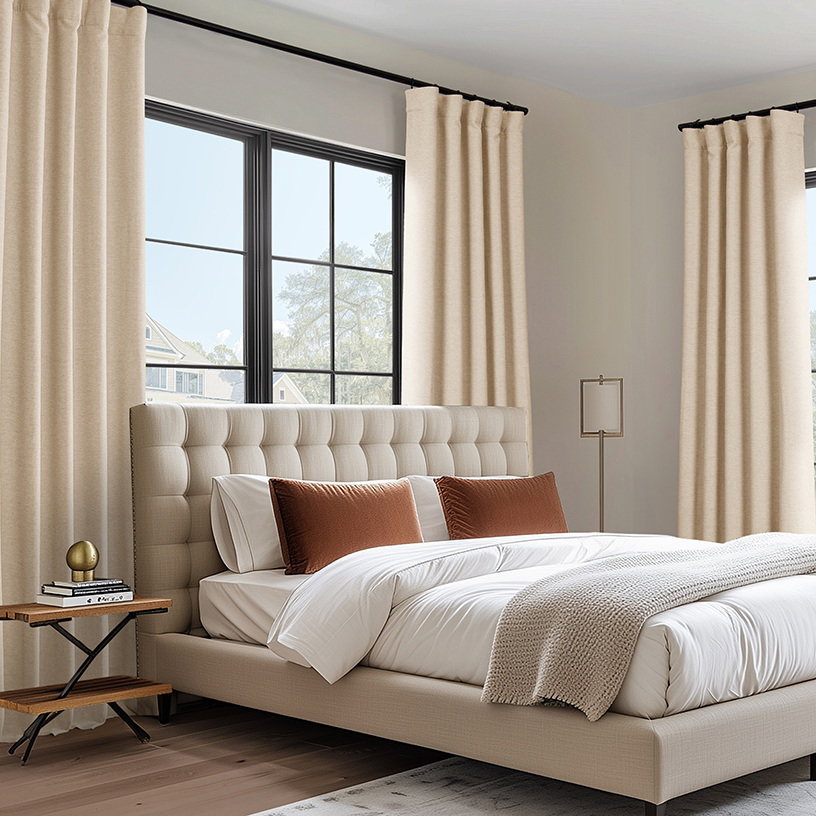 Candlelight Bellino Textured Faux Linen Room Darkening Curtain