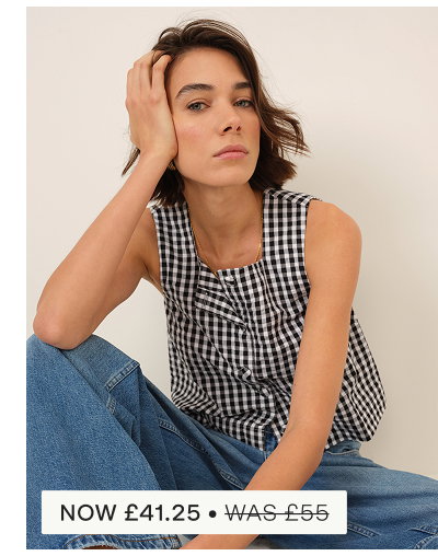 Black Gingham Button Front Top